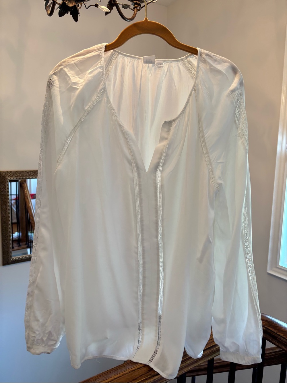 White Women's Long-Sleeve V-Neck Blouse